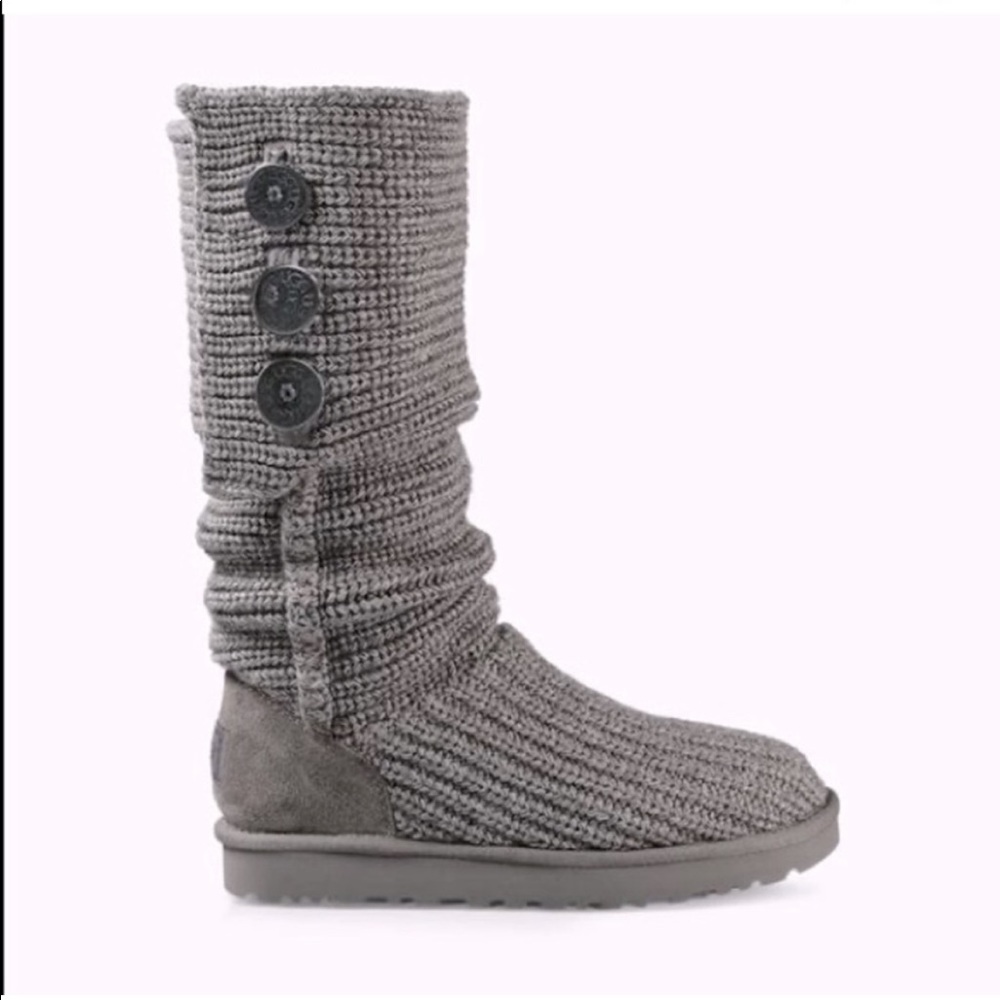 UGG Grey Cardy Knit Sweater Boots - Picture 2 of 11